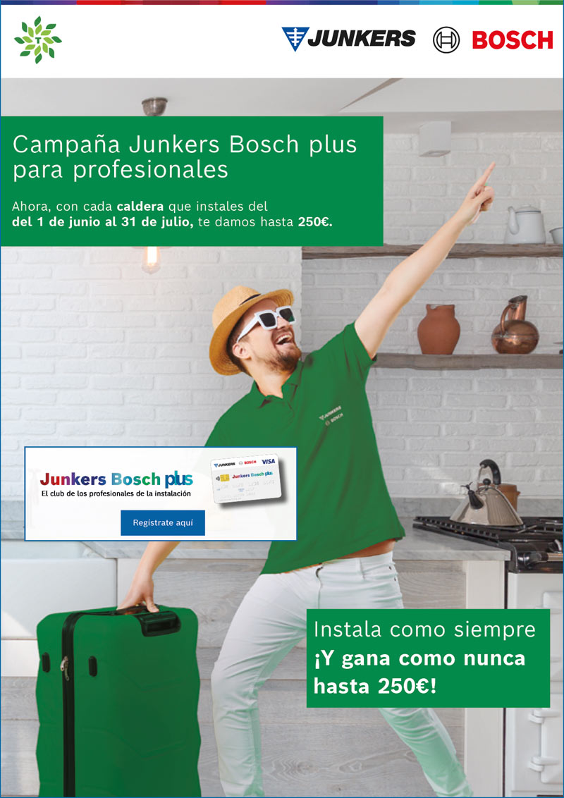 Hasta 250€ con tus compras de Calderas de Junkers Bosch